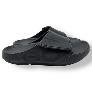 oofos ooahh sport flex mens size 10 shoes black slip on recovery comfort sandals